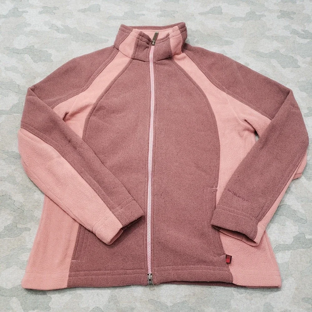 Woolrich Sweatshirt Womens Medium Pink Fleece Full Zip Outdoors Hiking